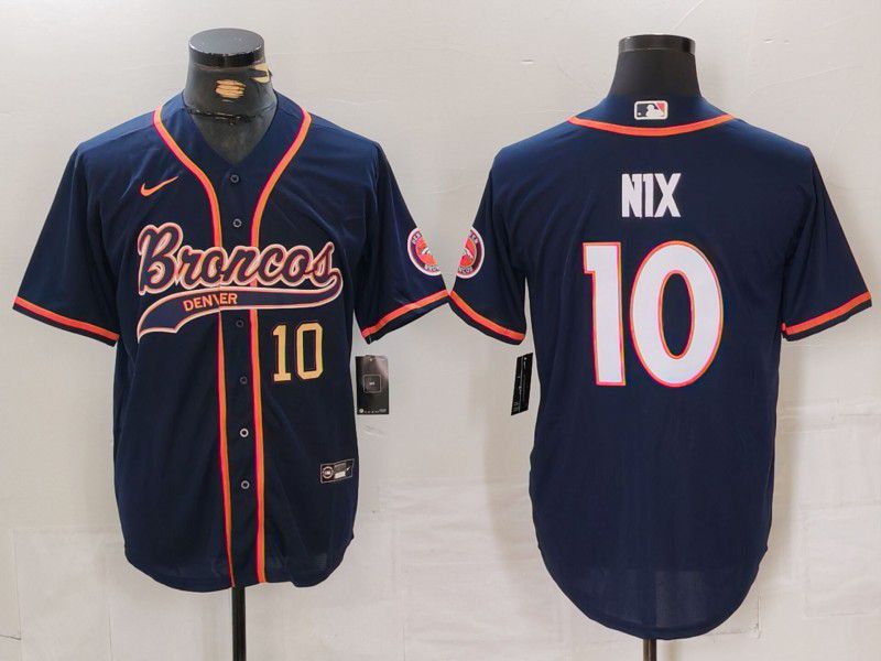 Men Denver Broncos #10 Nix Blue Joint Name 2024 Nike Limited NFL Jersey style 2->youth mlb jersey->Youth Jersey